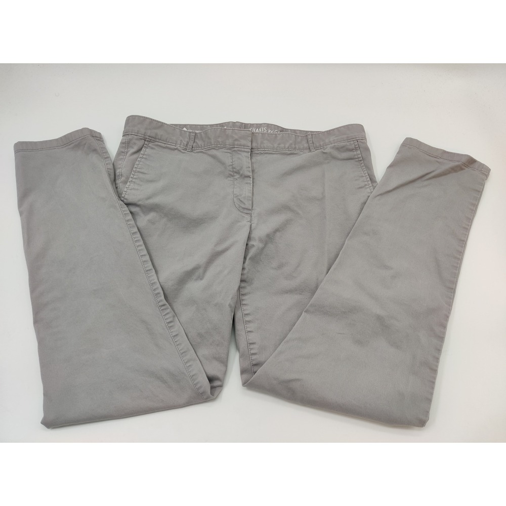 Khakis by Gap Skinny Mini Pants Womens 12 Tall Gray Stretch Cotton